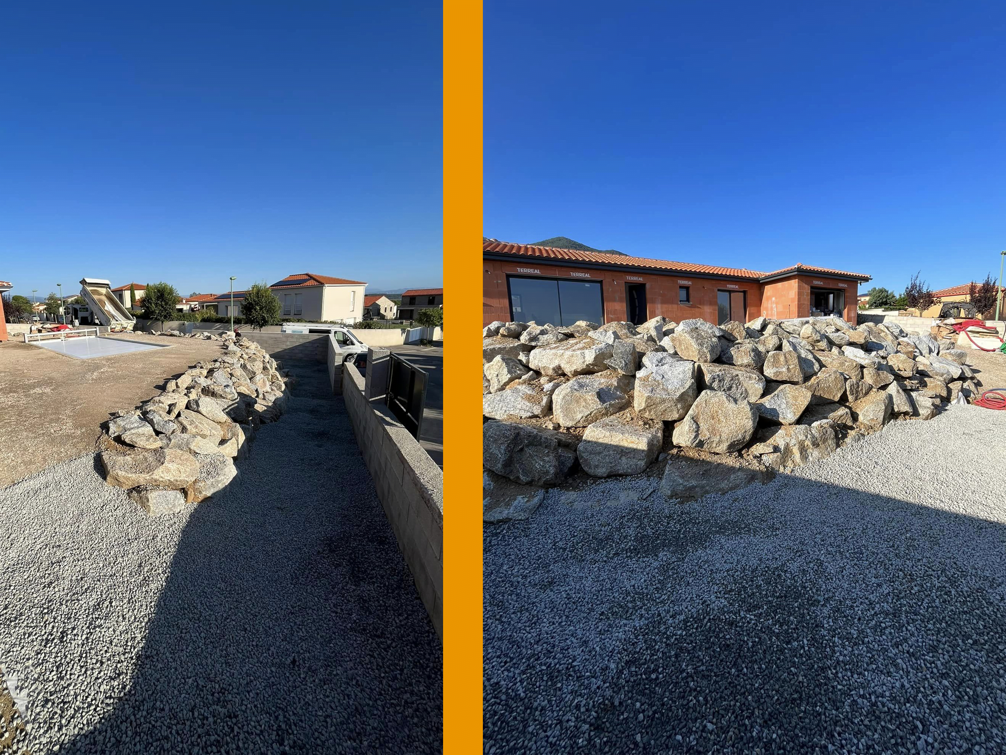 Enrochement paysager - préparation pour béton décor - Montesquieu des Albères
