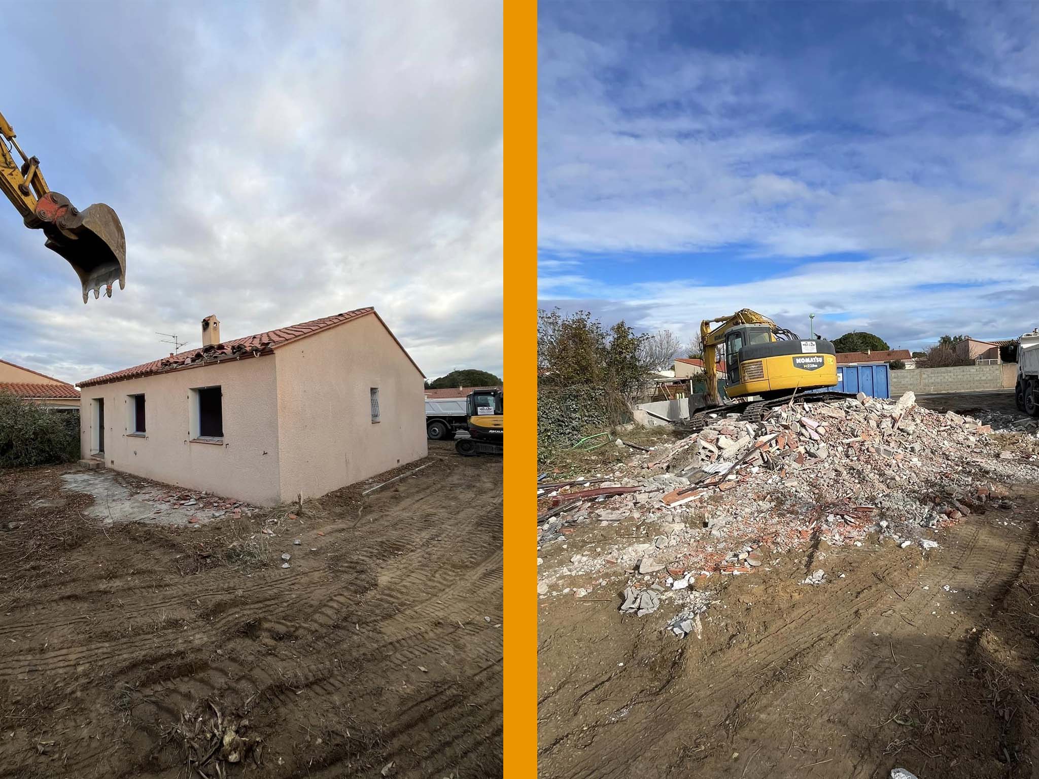 Démolition d'une maison sur Banyuls dels Aspres
