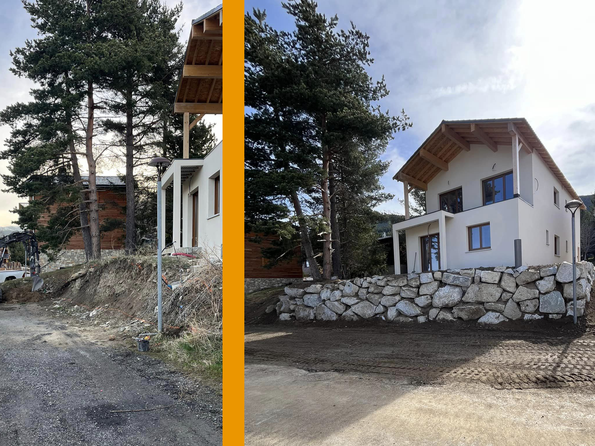 Enrochement à Matemale dans les Pyrénées-Orientales